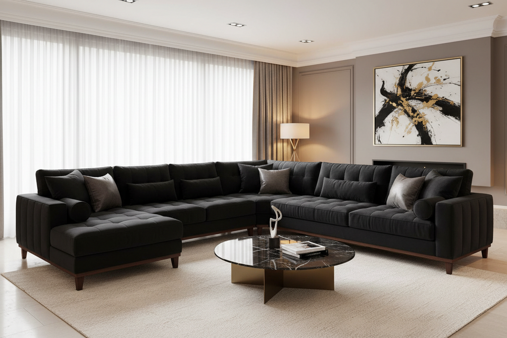 7 seater sofa set black