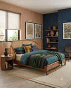 Classic double bed with timeless wooden design