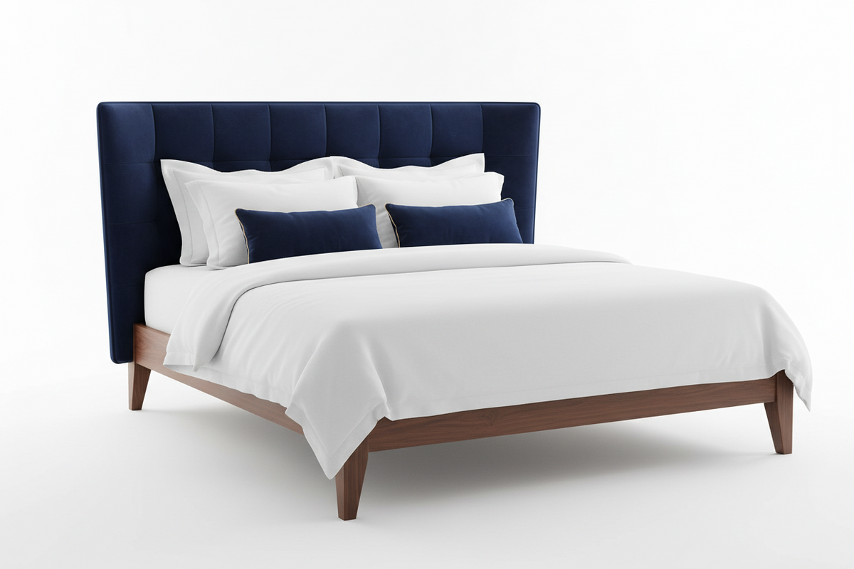 Luxury king size bed with elegant headboard