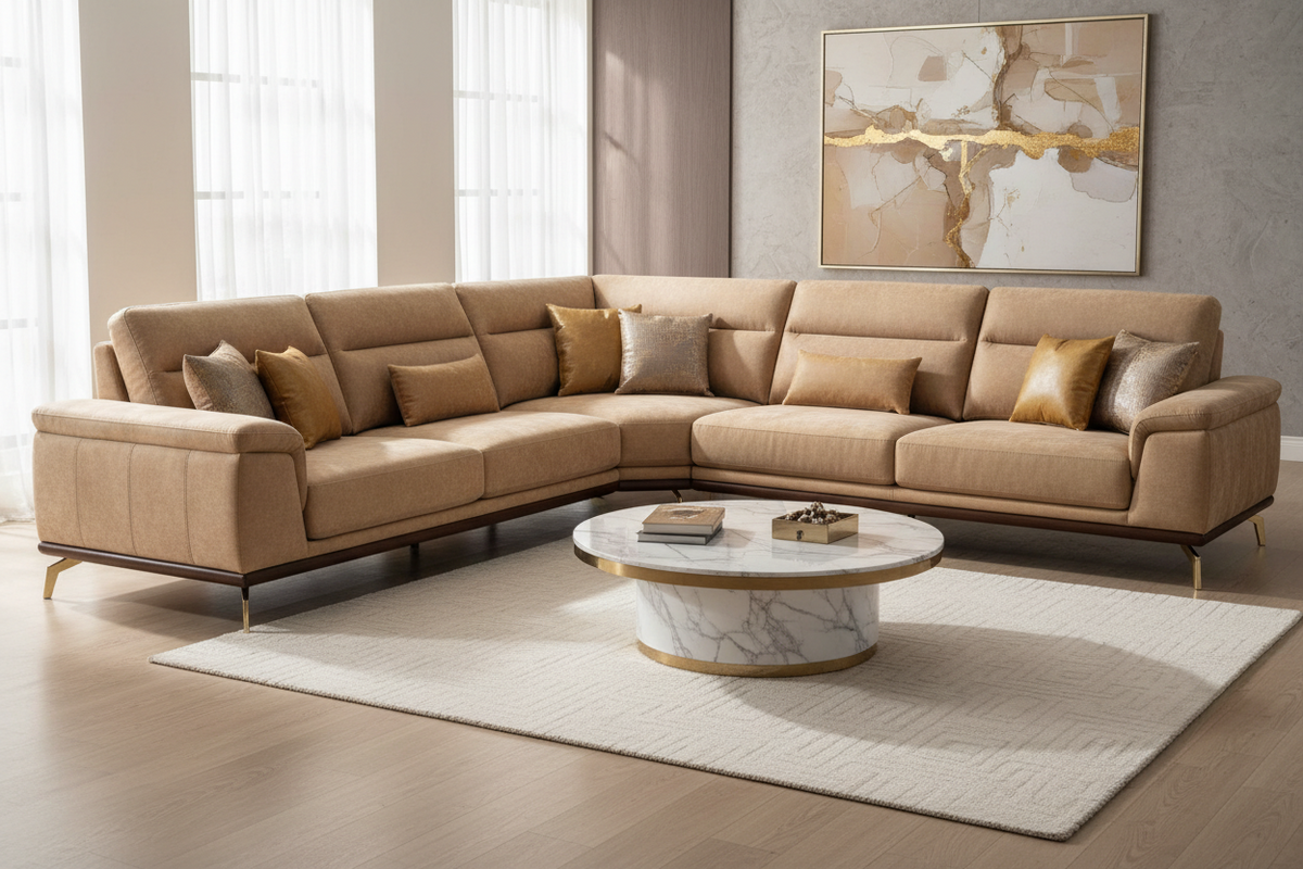Premium 6 seater sofa set with comfortable cushions