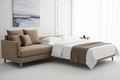 Space-saving sofa cum bed with soft cushions