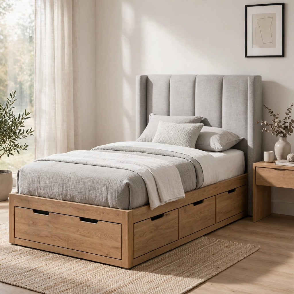 Stylish single bed for compact bedroom spaces